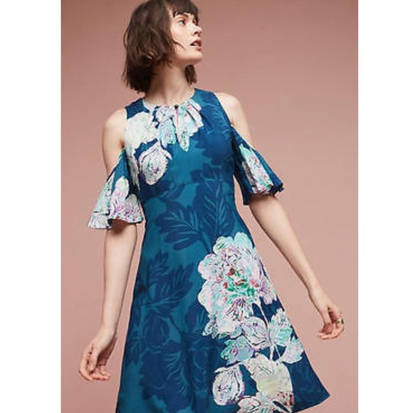 Anthropologie Maeve Ella open shoulder dress sz 2 - Picture 1 of 4